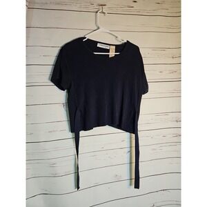 Sonia Rykiel Paris Ribbed Knit Black, Blue Blouse XL